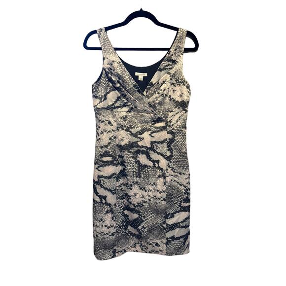 Boston Proper Sheath Dress Women's Size 6 Animal Print Satin Sleeveless Mini - Picture 1 of 15